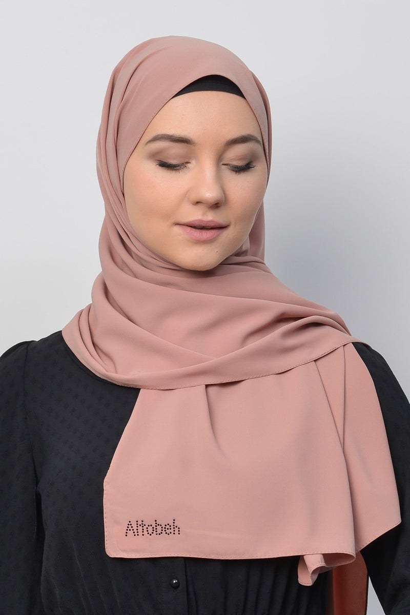 Altobeh Medina Silk Plain Hijab Shawl-Skin Color  - Image 2