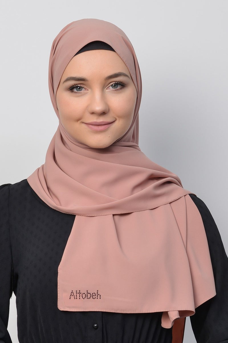 Altobeh Medina Silk Plain Hijab Shawl-Skin Color  - Image 1