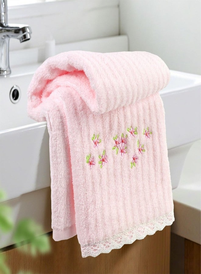 Jacquotha Pink Hand Towels for Bathroom - Soft Cotton, 13x29 Inches, Embroidered Flowers, 2 Pack Decorative Towels Farmhouse Vintage Decor for Mom - Image 3