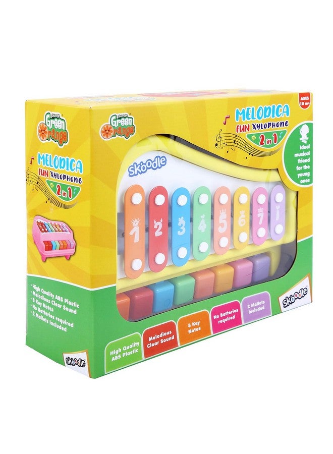 Skoodle 2-in-1 Xylophone Musical Piano for Kids, Interactive Preschool Learning Instrument & Toy with 8 Keys, 2 Mallets- Ideal for Baby, Boys and Girls & Gifting (Age 3+), Yellow - Image 2