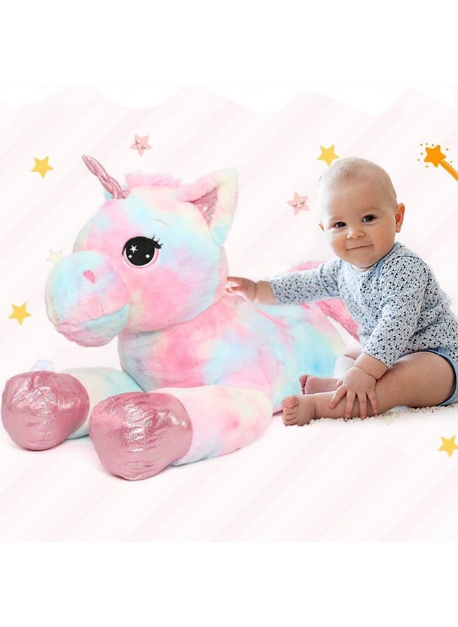 AVSHUB AVSHUB Unicorn Stuffed Animal Soft Unicorn Rainbow Fur Multicolor Plush Pillow Giant Stuffed Unicorn Safe for New Born Baby Boy and Girl, Soft Toy for Gifts for Girls (Purple, Size 100 cm)  - Image 5