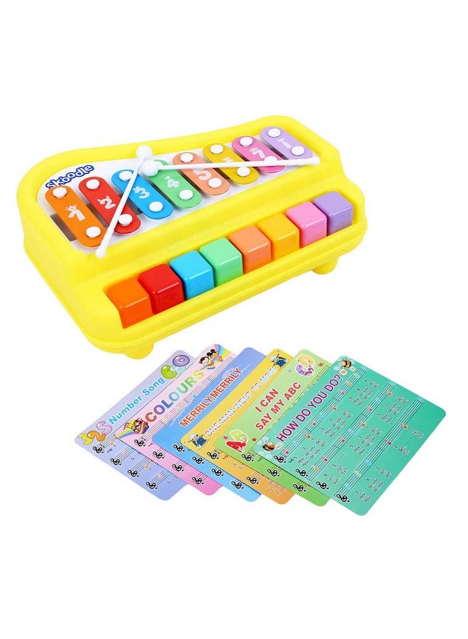 Skoodle 2-in-1 Xylophone Musical Piano for Kids, Interactive Preschool Learning Instrument & Toy with 8 Keys, 2 Mallets- Ideal for Baby, Boys and Girls & Gifting (Age 3+), Yellow - Image 1