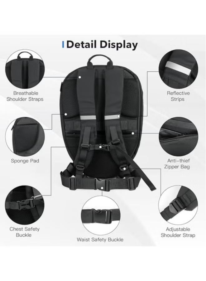 TIGER LED Motorcycle Backpack Waterproof Hard Shell Laptop Bag for Men with DIY Programmable Full Color Screen - Image 4