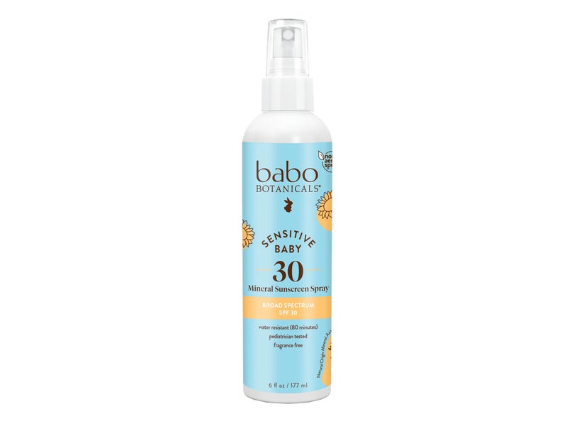 Babo Botanicals Babo Botanicals Baby Skin Mineral Sunscreen Spray SPF 30 with 100% Zinc Oxide Active, Water-Resistant, Unscented, 6 Fl Oz