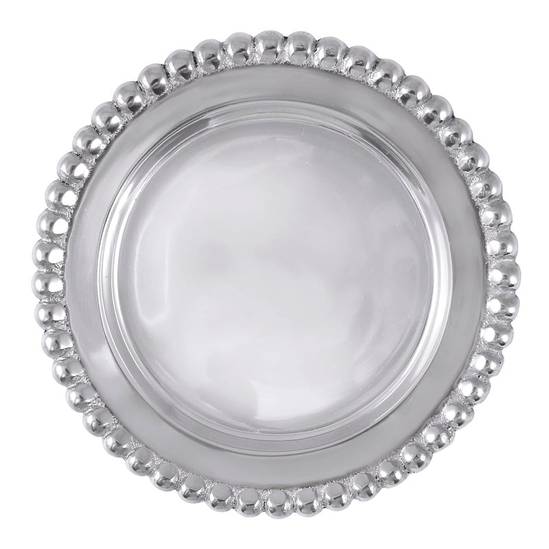 MARIPOSA BEADED WINE COASTER SILVER BRILLANTE BARWARE WINE PLATES COASTERS RECYCLED SANDCAST ALUMINUM HANDMADE IN MEXICO