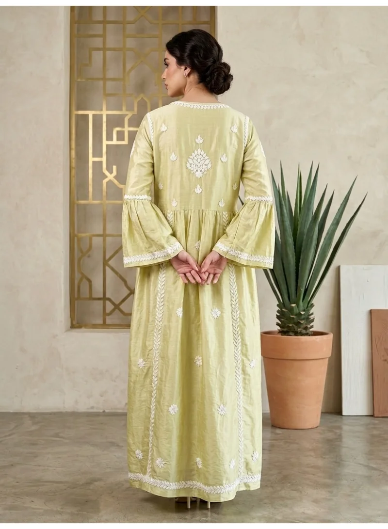 Alaya Hand Embroidered Chikankari Silk Jalabiya-AL3886