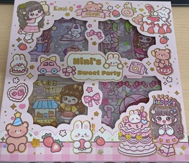 Gladnes Sweet Party Kawaii Sticker 100 Sheets of Cute Washi Stickers for Scrapbooking Gift Wrapping DIY Crafts Party Decorations Mobile Covers Laptop Journal Gift Set - Image 1