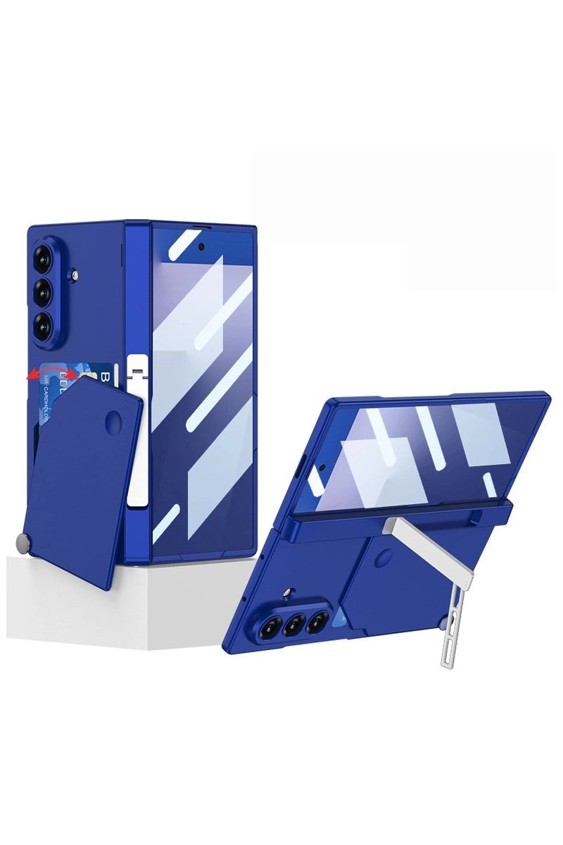 غطاء هاتف مناسب لـ Samsung Z Fold7 - مزود بحامل دوار لحمل البطاقات، وحامل قائم مغناطيسي مضاد للصدمات، مع هيكل صلب متكامل بفتحات دقيقة وطبقة حماية. - Image 1