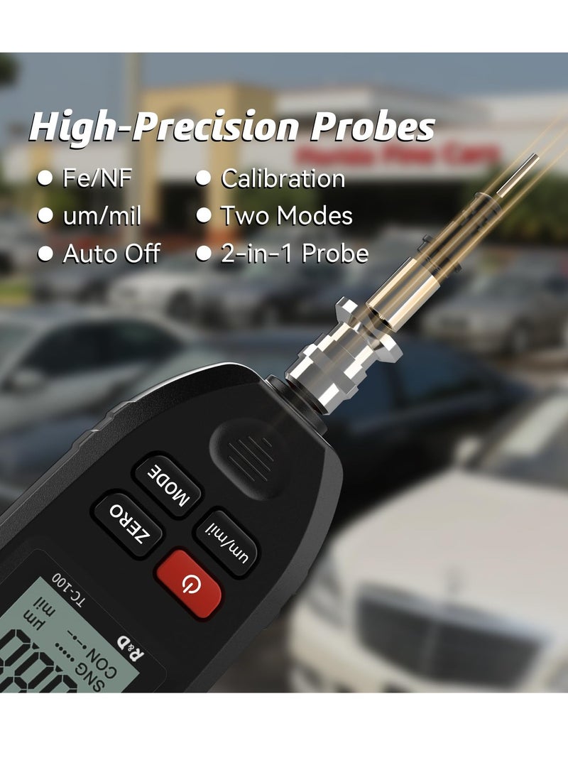 Generic Paint Thickness Gauge TC100 Car Coating Thickness Gauge with Iron and Aluminum Calibration Plates Paint Thickness Gauge for Used Car Buyers Measure the Original Car Coating Car Paint Thickness Gauge - Image 4