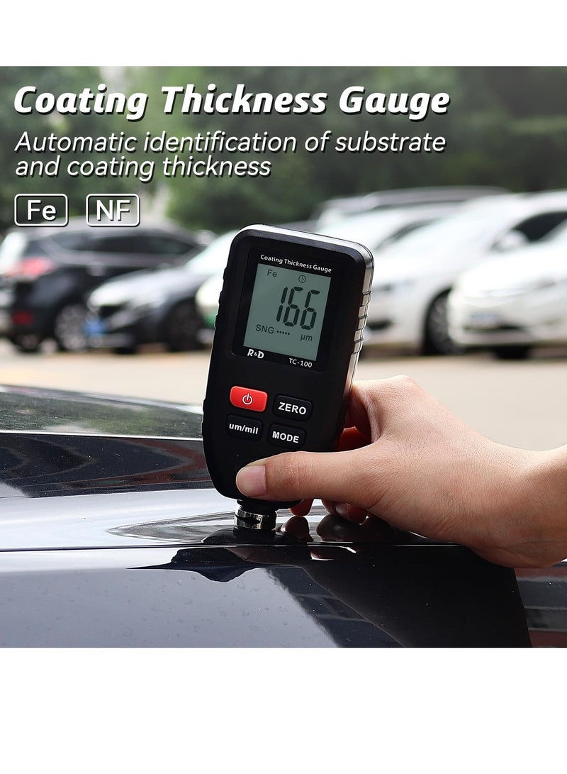 Generic Paint Thickness Gauge TC100 Car Coating Thickness Gauge with Iron and Aluminum Calibration Plates Paint Thickness Gauge for Used Car Buyers Measure the Original Car Coating Car Paint Thickness Gauge - Image 2