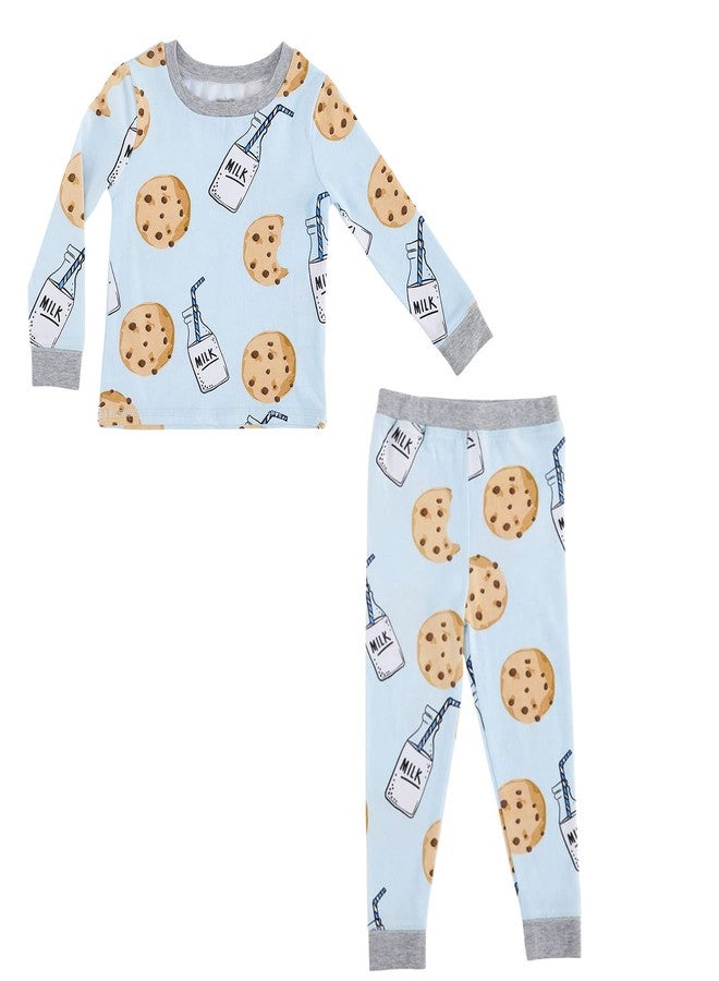 Mud Pie Boys' Milk and Cookies Pajama Set - Blue 4T US - Image 1