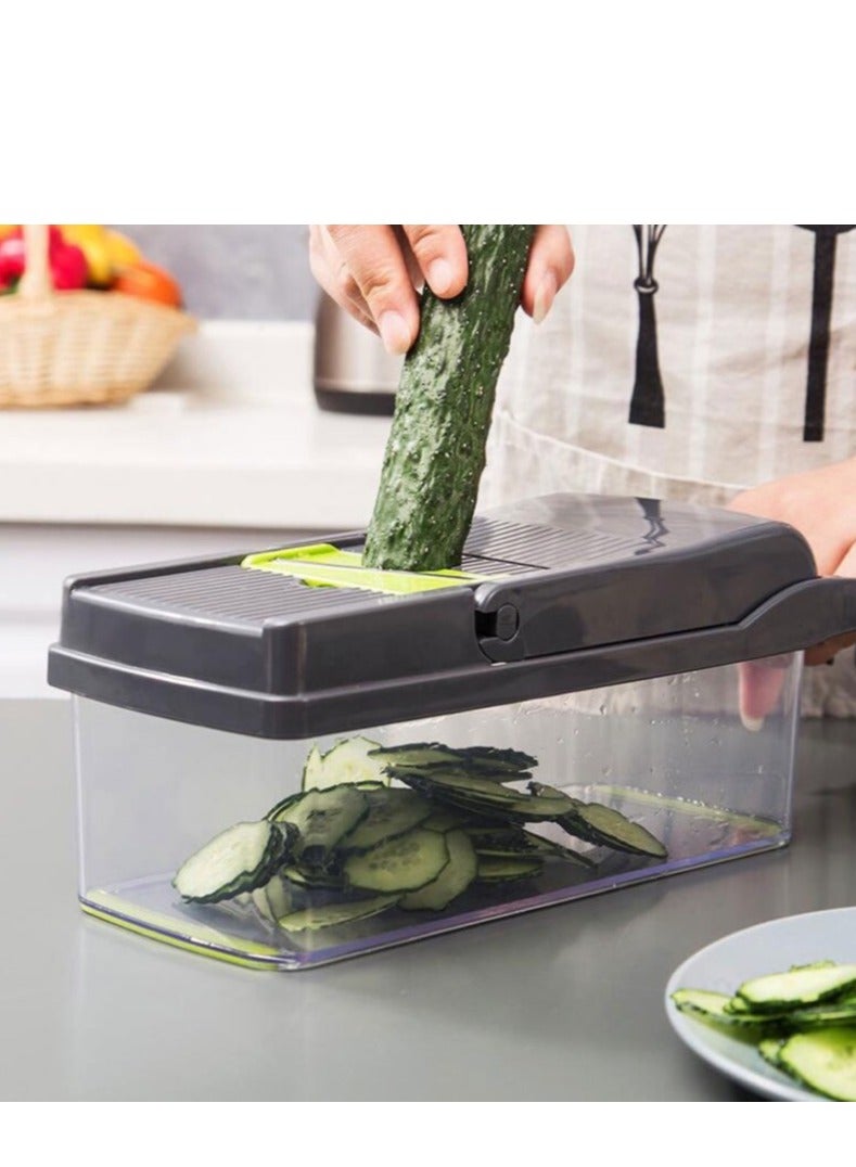 قطاعة خضار، قطاعة بصل، ماندولين تقطيع، قطاعة طعام احترافية متعددة الوظائف (تقطيع خضروات وتشريح)، آلة تقطيع مكعبات، قطاعة خضروات قابلة للتعديل مع وعاء - Image 4