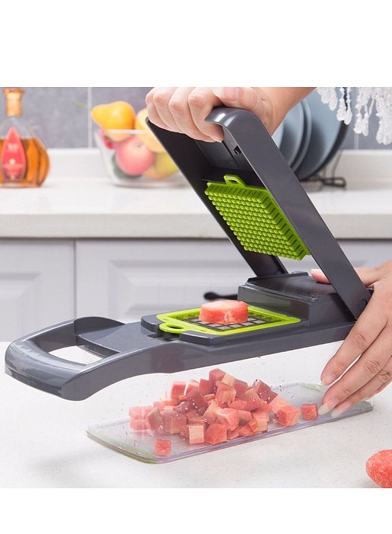 قطاعة خضار، قطاعة بصل، ماندولين تقطيع، قطاعة طعام احترافية متعددة الوظائف (تقطيع خضروات وتشريح)، آلة تقطيع مكعبات، قطاعة خضروات قابلة للتعديل مع وعاء - Image 3