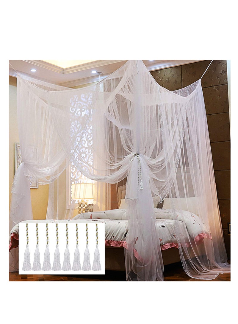SYOSI 4 Corner Post Bed Canopy, Elegant Curtain Net for Full/Queen/King Size Bed (White) - Image 1