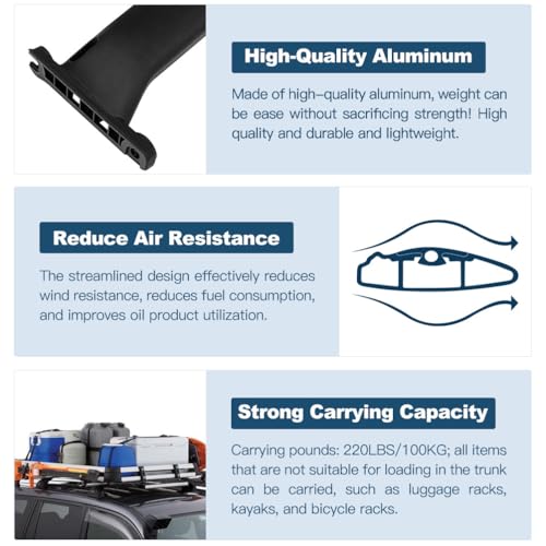 ECCPP حامل سقف ECCPP متوافق مع فورد إيسكيب 2013-2019 حوامل البضائع حقائب السقف حاملة القوارب الكاياك - أقصى تحميل 150 رطل ملحقات حامل الكاياك - Image 2