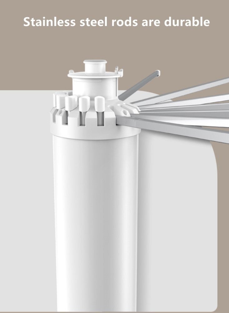 Kutis 1-Piece Clothes Dryer Rack Foldable Drying Rack Stainless Steel And ABS White 112x125 cm - Image 2