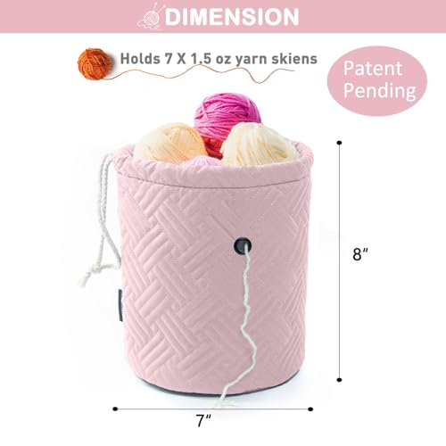 MYBAGZING Yarn Bag, Small Crochet Bag Organizer, Drawstring Yarn Storage Bags Yarn for Crocheting, Knitting Bag for Crochet Beginner,Yarn Holder, Yarn Bowl with Pocket for Crochet Accessories - Image 3