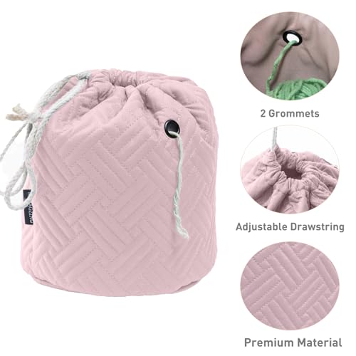 MYBAGZING Yarn Bag, Small Crochet Bag Organizer, Drawstring Yarn Storage Bags Yarn for Crocheting, Knitting Bag for Crochet Beginner,Yarn Holder, Yarn Bowl with Pocket for Crochet Accessories - Image 4