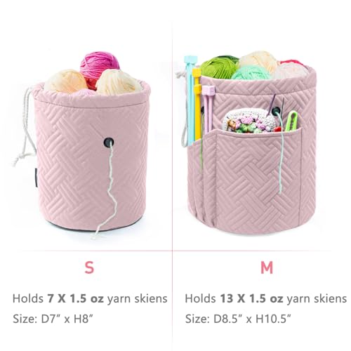 MYBAGZING Yarn Bag, Small Crochet Bag Organizer, Drawstring Yarn Storage Bags Yarn for Crocheting, Knitting Bag for Crochet Beginner,Yarn Holder, Yarn Bowl with Pocket for Crochet Accessories - Image 5