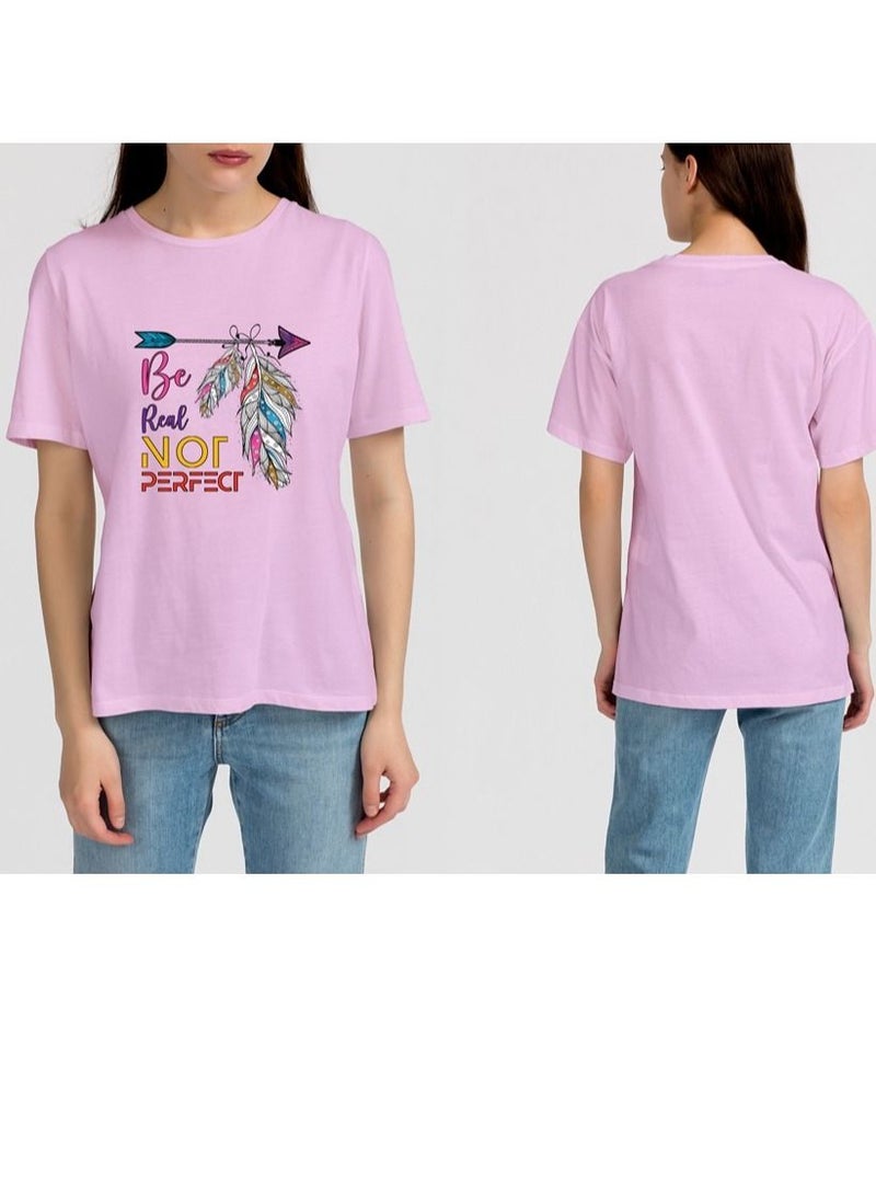 noT.- Women's Perfect-T,Short-Sleeve T-Shirt, Women’s Crew neck T-Shirt, Women’s Short-Sleeve Cotton Tee PINK - Image 1