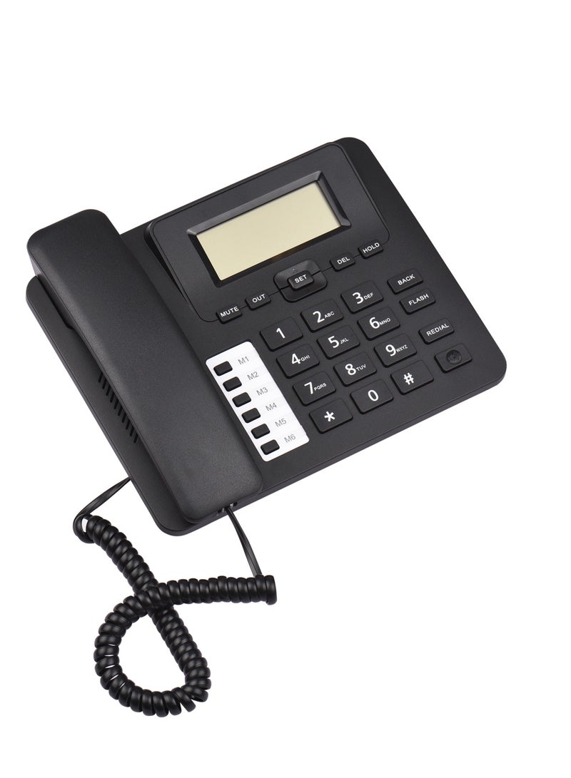 Generic Black Corded Phone Desk Landline Phone Telephone DTMF/FSK Dual System Support Hands-Free/Redial/Flash/Speed Dial/Ring Volume Control Built-in IC Chip High Quality Sound Real-time Date  - Image 1
