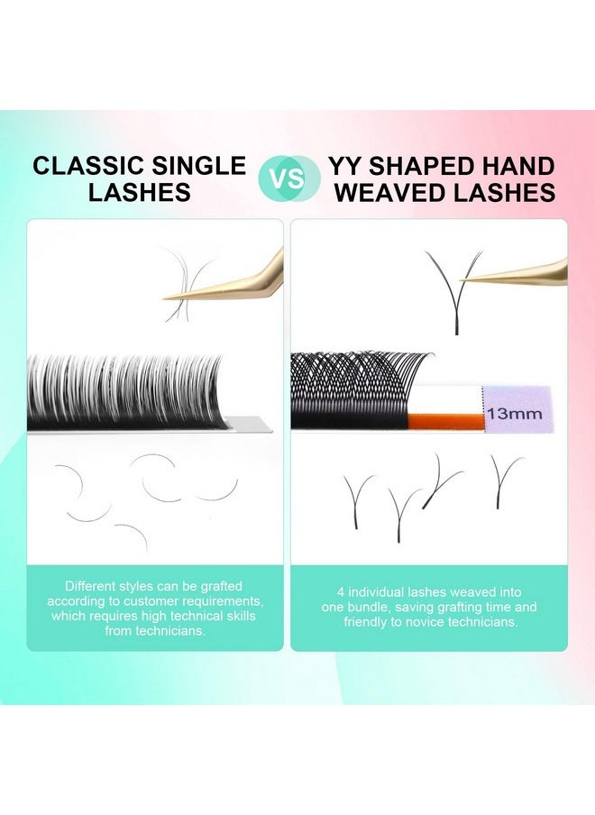 NAGARAKU - Yy Eyelash Extensions Supplies Y Lash 0.07Mm L Curl 8-15Mm Mix Tray Premade Fans 4D Russian Volume Y Shape Faux Mink Matte 12 Rows Cluster Wispies Crisscross Eye Lashes - Image 1