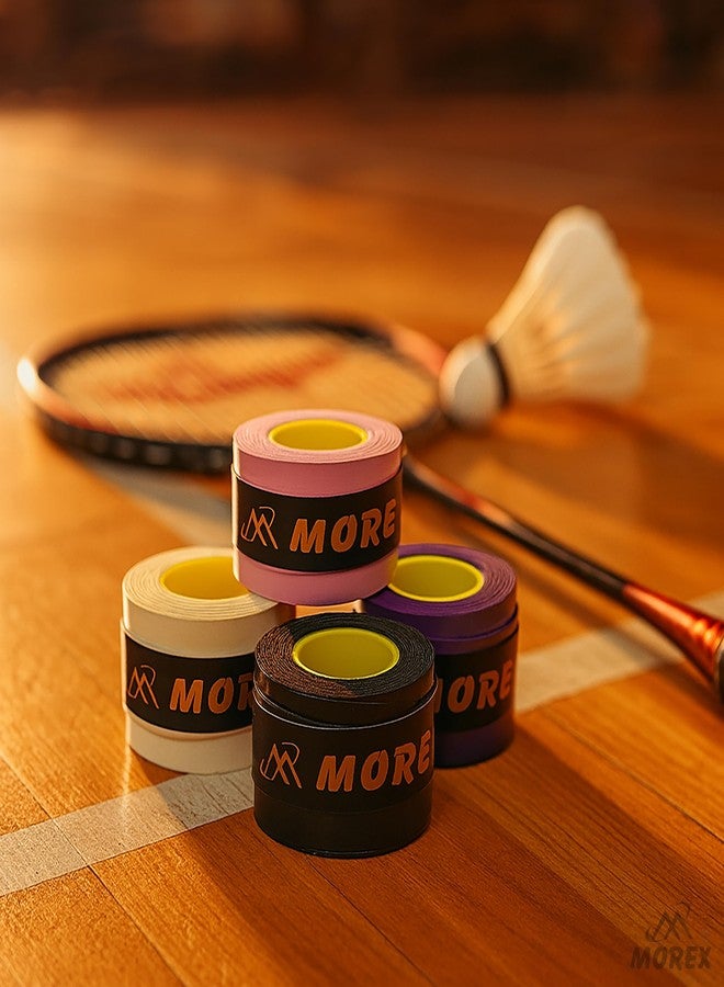 MOVEX Morex Badminton Grip for Racket - Super Anti-Slip, Sweat-Absorbent, Soft Cushion Feel, Long-Lasting Overgrip for Tennis, Badminton & Squash - Pack of 4 - Image 5