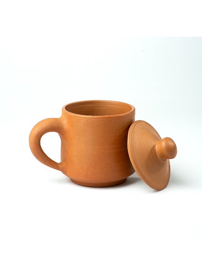 ARK Terracotta Mug with Lid – Handmade Clay Coffee & Tea Cup, Earthenware Mug for Hot & Cold Drinks, Reusable Rustic Drinkware - 8x8 cm - 300 ml - Image 3