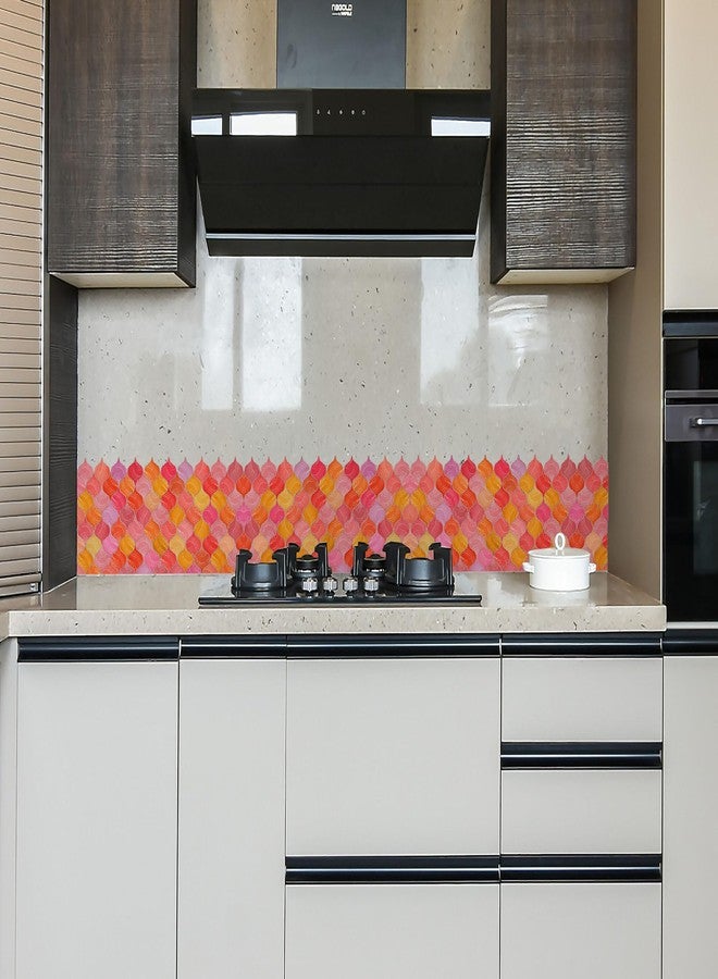 WallDesign فانوس فسيفسائي من WallDesign، بظلال برتقالية وحمراء - ملصق بلاط فينيل مقاوم للماء وسهل التنظيف، مقاس 2 قدم × 9.75 بوصة، مناسب لأسطح المطبخ، وأحواض الغسيل، والطاولات، والجدران، وغرف النوم، والخزائن. - Image 5