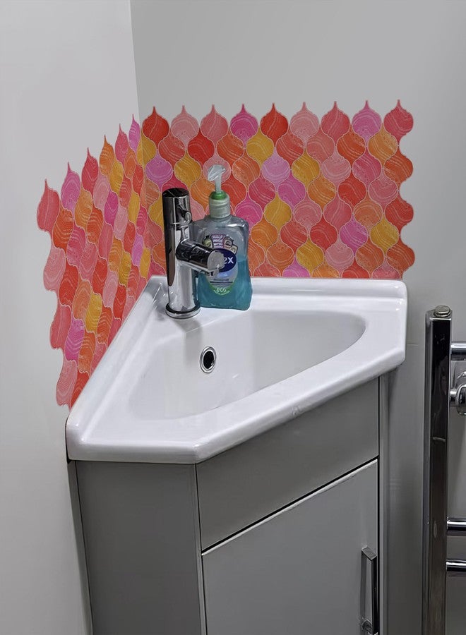 WallDesign فانوس فسيفسائي من WallDesign، بظلال برتقالية وحمراء - ملصق بلاط فينيل مقاوم للماء وسهل التنظيف، مقاس 2 قدم × 9.75 بوصة، مناسب لأسطح المطبخ، وأحواض الغسيل، والطاولات، والجدران، وغرف النوم، والخزائن. - Image 4