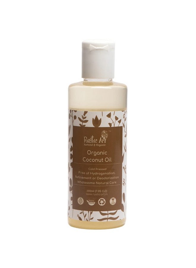 Rustic Art - Coconut Oil For Babies Kids Women & Men Organic & Coldpressed For Skin & Hair 200 Ml - Image 1