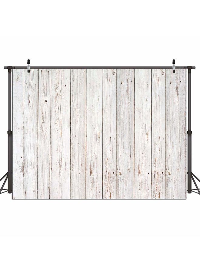 Dudaacvt 7x5FT Vintage Wood Backdrop Retro Rustic White and Gray Wooden Floor Background for Photography Kids Adult Photo Booth Video Shoot Vinyl Studio Props 151 - Image 1