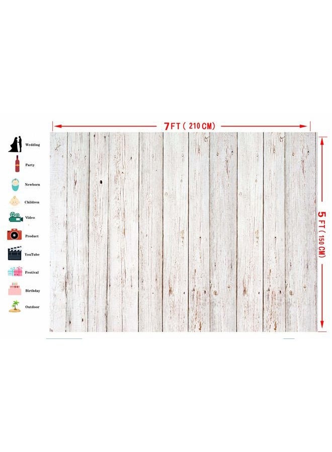 Dudaacvt 7x5FT Vintage Wood Backdrop Retro Rustic White and Gray Wooden Floor Background for Photography Kids Adult Photo Booth Video Shoot Vinyl Studio Props 151 - Image 4