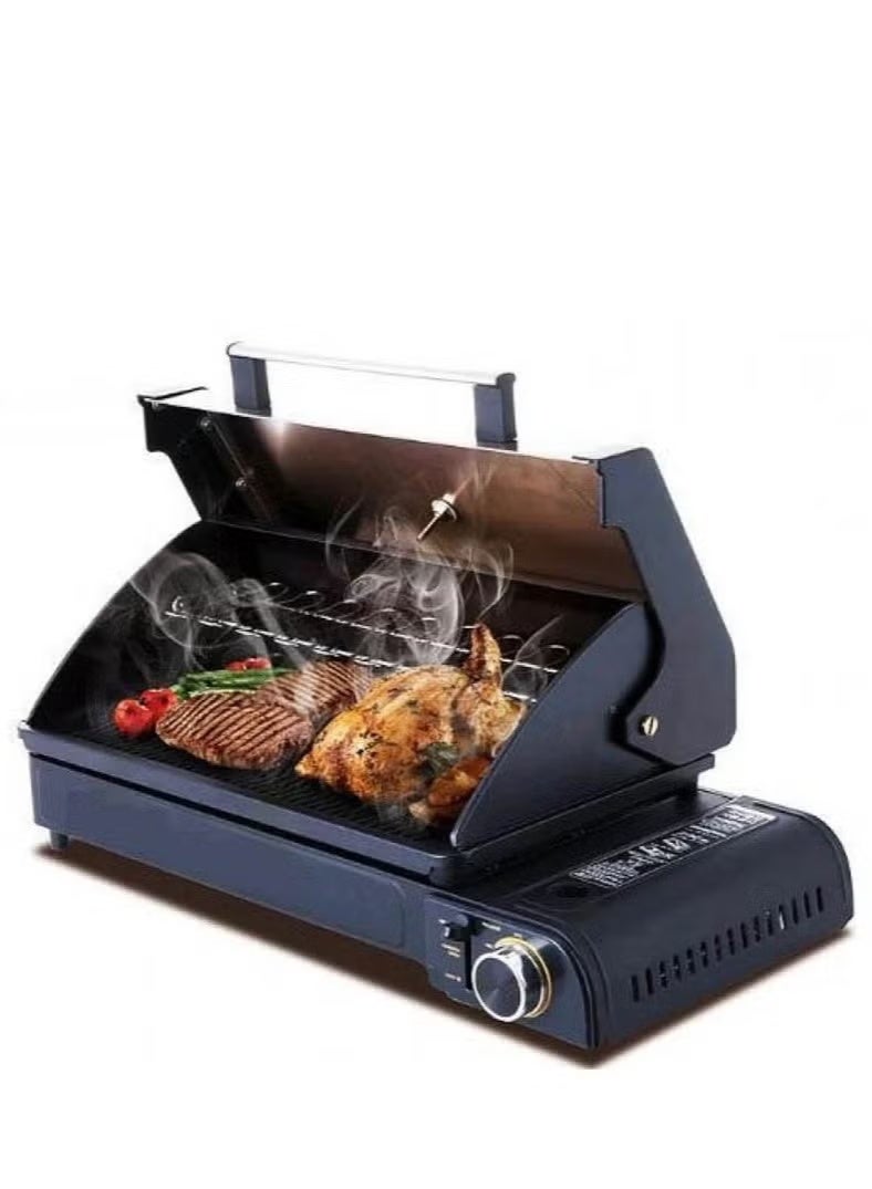 ال سي شواية غاز محمولة مع حقيبة حمل | موقد شواء خارجي صغير الحجم للتخييم والمشي لمسافات طويلة والنزهات والطهي أثناء السفر | موقد غاز متعدد الاستخدامات لوجبات خارجية سريعة ومريحة - Image 1