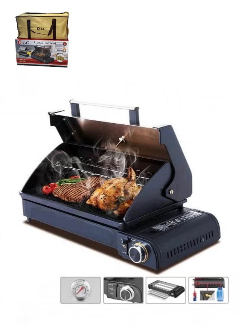 ال سي شواية غاز محمولة مع حقيبة حمل | موقد شواء خارجي صغير الحجم للتخييم والمشي لمسافات طويلة والنزهات والطهي أثناء السفر | موقد غاز متعدد الاستخدامات لوجبات خارجية سريعة ومريحة - Image 2