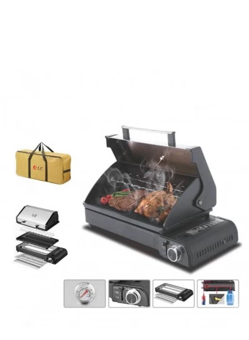 ال سي شواية غاز محمولة مع حقيبة حمل | موقد شواء خارجي صغير الحجم للتخييم والمشي لمسافات طويلة والنزهات والطهي أثناء السفر | موقد غاز متعدد الاستخدامات لوجبات خارجية سريعة ومريحة - Image 4