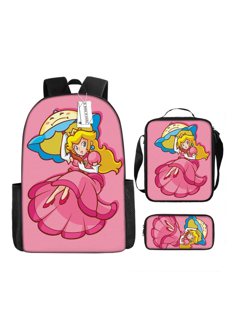 Anime cartoon cute new student backpack girl backpack three piece set - Image 1
