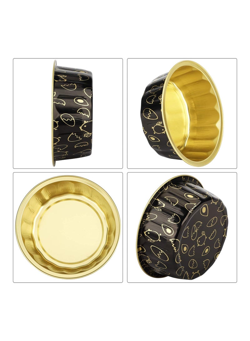 SYOSI 8oz Disposable Cupcake Cups with Lids Ramekins Foil Black Gold Aluminum Creme Brulee Muffin Baking Mini Pudding Cake Tins for Party Wedding Birthday 50 Pack - Image 5