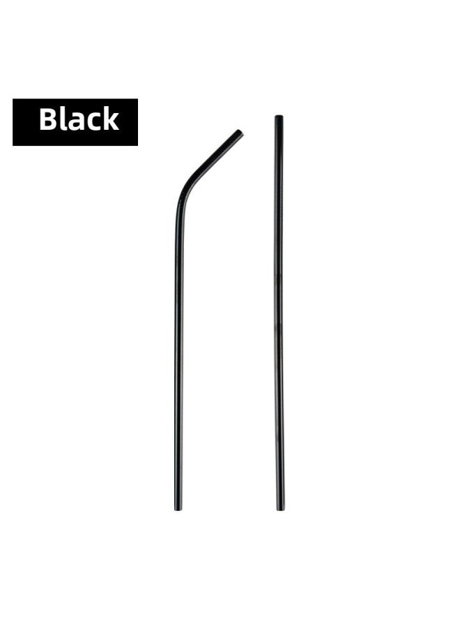 304 Stainless Steel Straw Creative Titanium-plated Straw Milk Tea Beverage Convenient Straight Bending Metal Straw Can Be Printed Logo-Color:Black-Specifications:Short 201 - Image 1