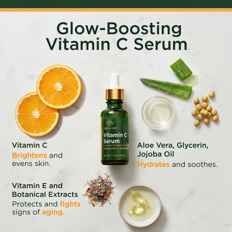 Tree of Life Beauty Vitamin C Skin Care Set, Skin Face Oil, Facial Serums for Dry and Sensitive Skin with Hyaluronic Acid & Vitamin E Soft Skin, 1 Fl Oz (Pack of 2) - Image 2