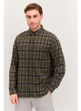 Men Regular Fit Plaid Long Sleeves Casual Shirt, Green