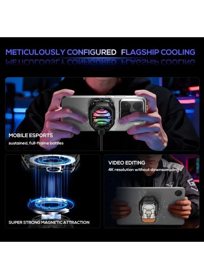 MEMO CX14 Magnetic Phone Cooler With RGB LED Semiconductor Refrigeration And Spring Clip Black Compatible with iPhone 12/13/14/15/16 & Android Tablets - Image 2