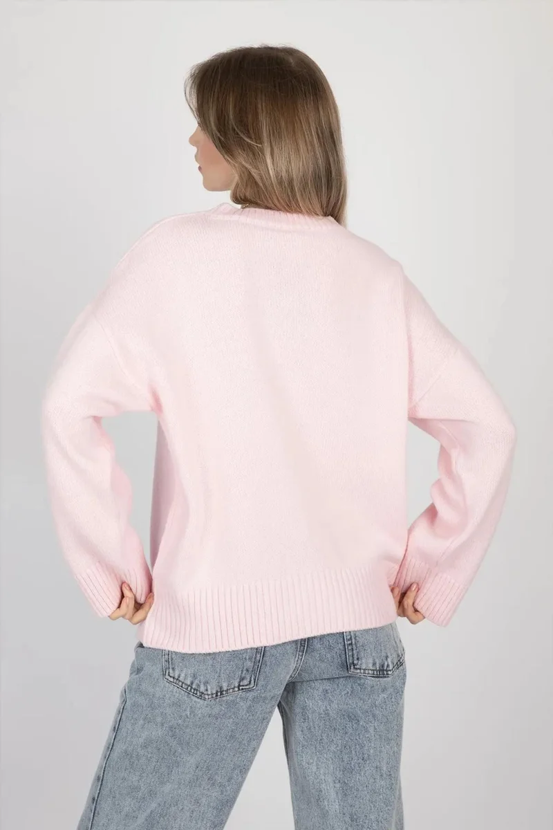 Hiccup Blush Pink Crew Neck Cozy Sweater for Women | Best Price UAE