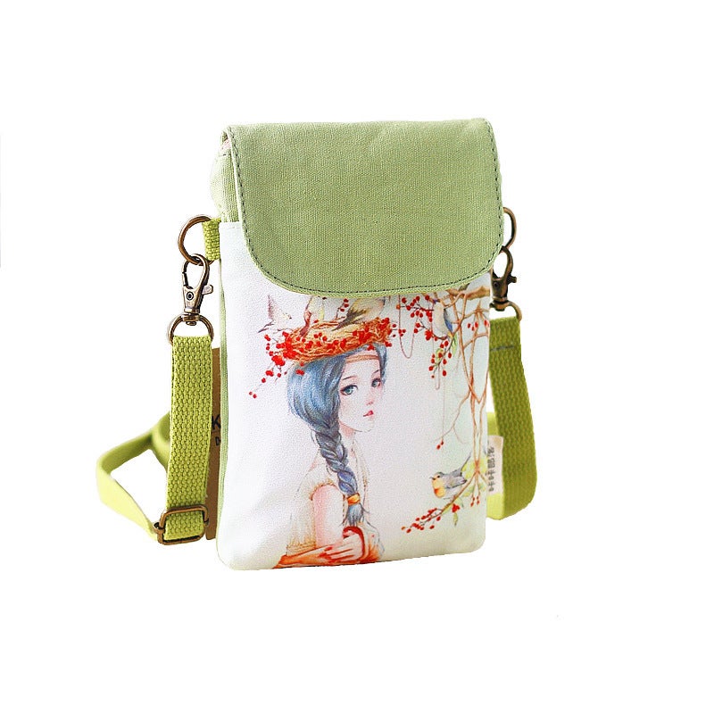 New Selling Mobile Phone Bag Fresh Digital Printed Women'S Bag Canvas Printed Hand Crossbody Mobile Phone Bag - Image 2