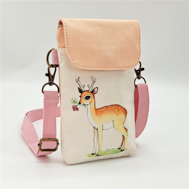 New Selling Mobile Phone Bag Fresh Digital Printed Women'S Bag Canvas Printed Hand Crossbody Mobile Phone Bag - Image 1