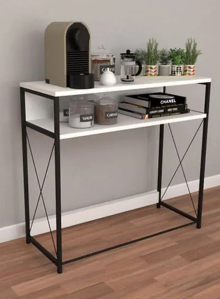 إكسبرت طاولة ركن القهوة، طاولة مدخل كونسول، لترتيب وتنظيم احتياجاتك - ابيض / اسود EI-404 - Image 1