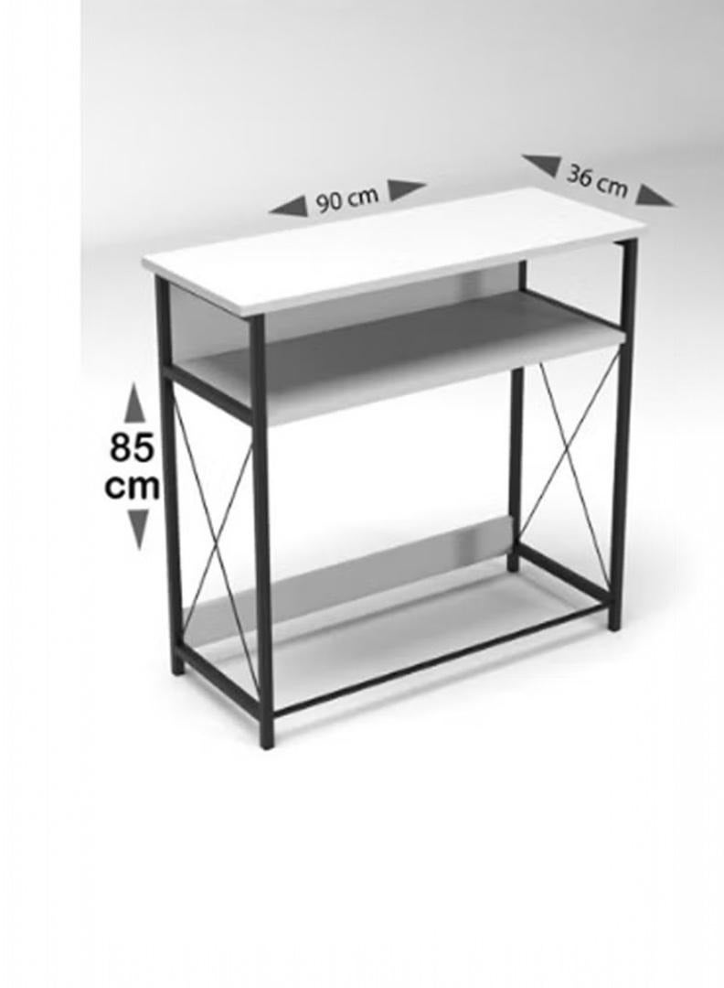 إكسبرت طاولة ركن القهوة، طاولة مدخل كونسول، لترتيب وتنظيم احتياجاتك - ابيض / اسود EI-404 - Image 4