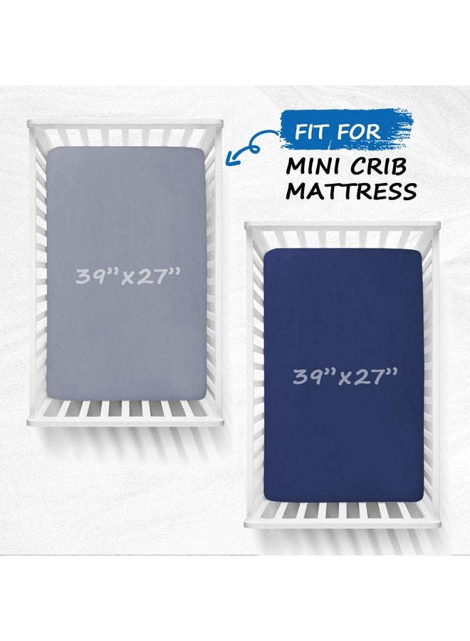 Coldwind Pack and Play Sheets Boy Girl, 2 Pack Portable Playard Sheet Fits for Graco Pack N Play, Snug Fit Breathable Soft Fitted Playpen Sheet, Mini Crib Sheets, Grey & Navy - Image 2