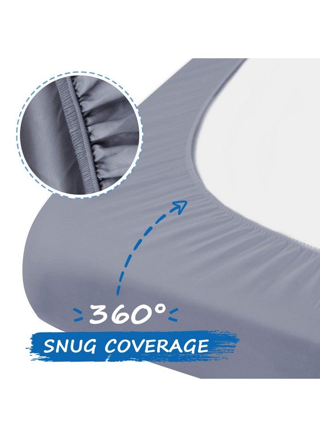 Coldwind Pack and Play Sheets Boy Girl, 2 Pack Portable Playard Sheet Fits for Graco Pack N Play, Snug Fit Breathable Soft Fitted Playpen Sheet, Mini Crib Sheets, Grey & Navy - Image 4