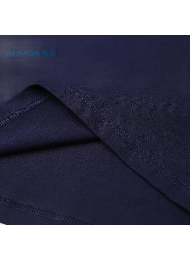 ROMON Luomeng Short-Sleeve T-Shirt For Men Summer Business Casual Ice Silk Feel Antibacterial T-Shirt, Men'S Clothing Lm799 Navy Blue Xl - Image 1